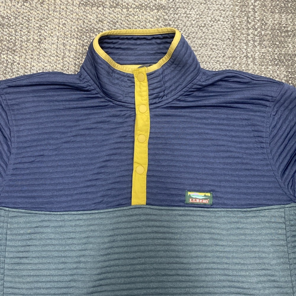 LL Bean Airlight pullover‎ Mens XXL Tall Blue/Green Ribbed 1/4 snap two tone